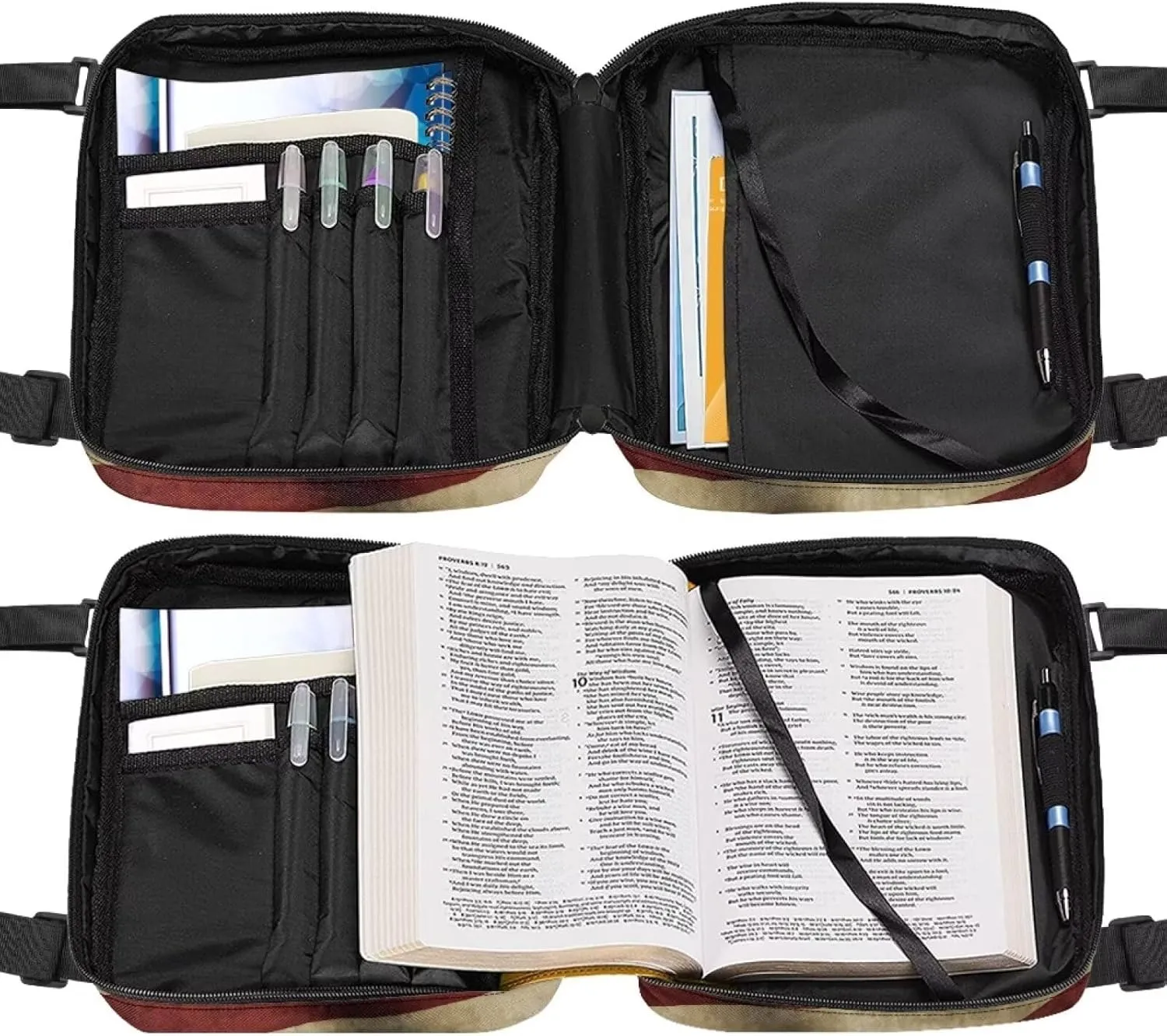 Bible Cover for Women Large Capacity Bible Book Protector Case with Adjustable Straps Multi Holder