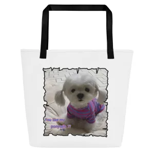 Bichon Maltese extra cute ponytails All-Over Print Large Tote Bag
