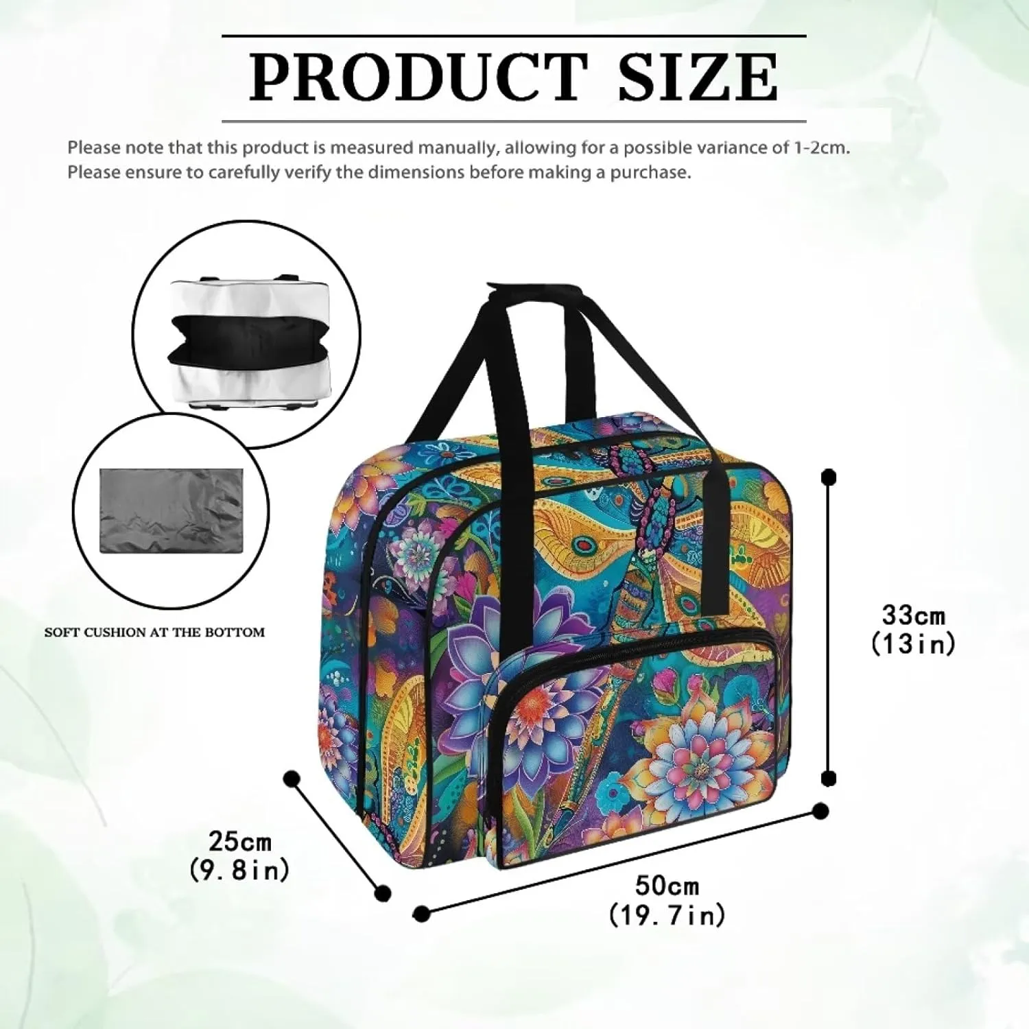 Big Dragonfly Sewing Machine Tote Bag Protector Travel Bag Organizer with Compartments and Pockets, Sewing Box Storage Bag Fits for Most Standard Sewing Machines (Bag Only)