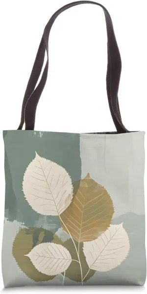 Birch Leaf Pastel Sage Green Minimalistic Tote Bag