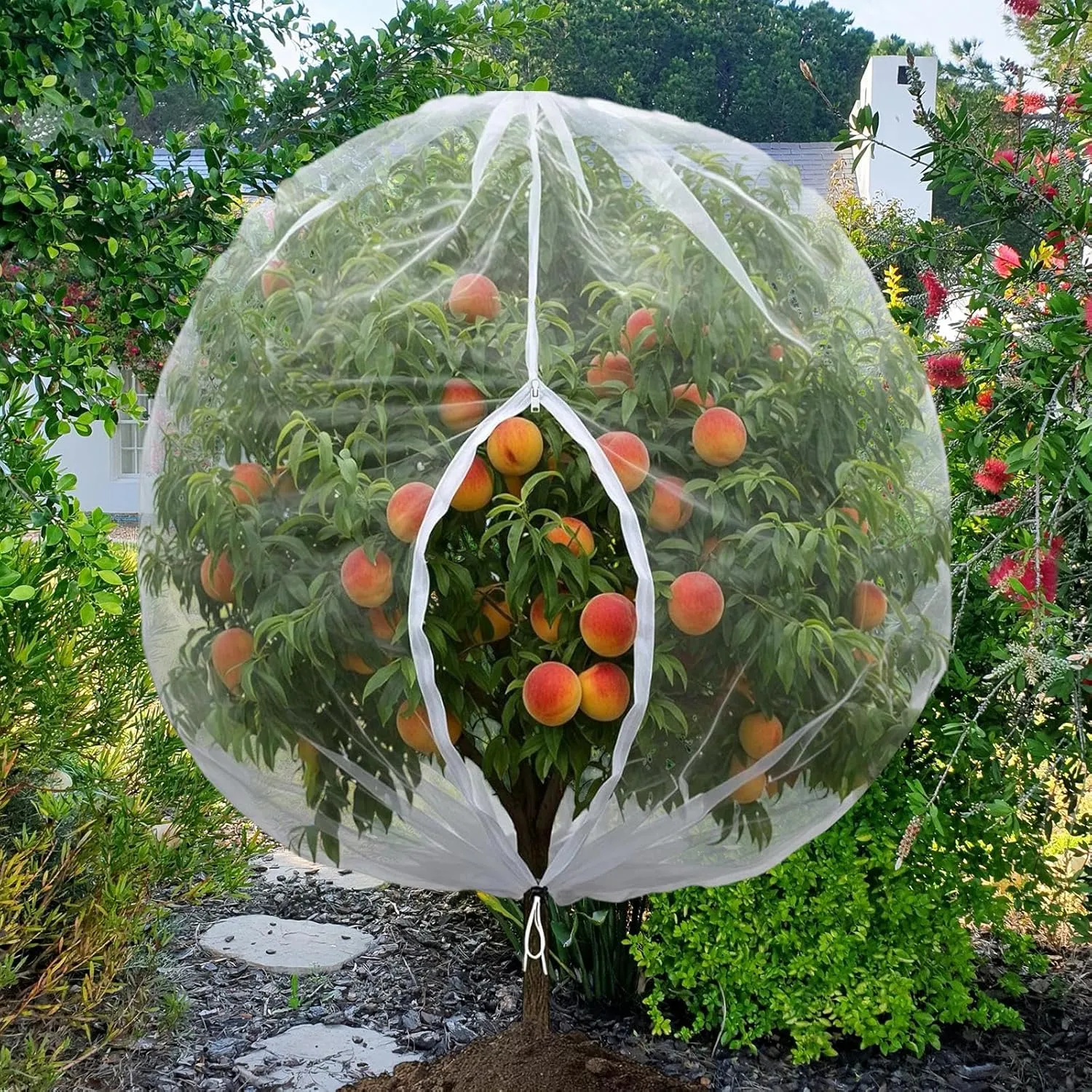 Bird Netting for Garden Fine Mesh Bag Large Plants Protective Cover Bushes Protection for Flowerbed Orange Flower Outdoor, 180cmx200cm