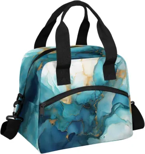 Blue Abstract Art Lunch Bag Reusable Lunch Tote Bag Dynamic Design Insulated Thermal Cooler Lunch Box Leakproof Meal Prep Lunch Bags for Women Men Work Travel Outdoor Picnic