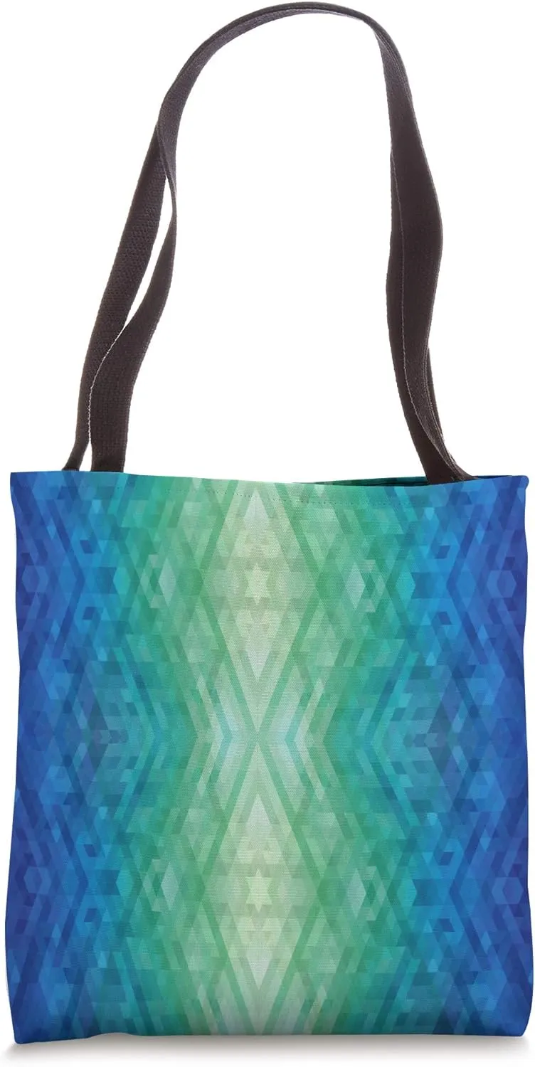 Blue Green Polygon Design Tote Bag