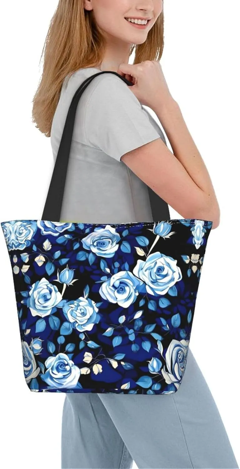Blue Shining Stars Print Shoulder Tote Bag Women'S Large Size Handbag Casual Tote Shopping Bag For Women