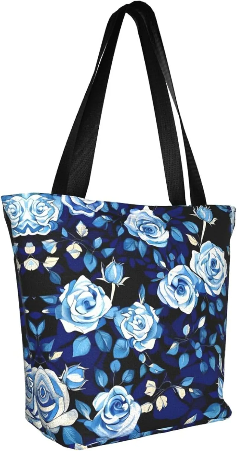 Blue Shining Stars Print Shoulder Tote Bag Women'S Large Size Handbag Casual Tote Shopping Bag For Women
