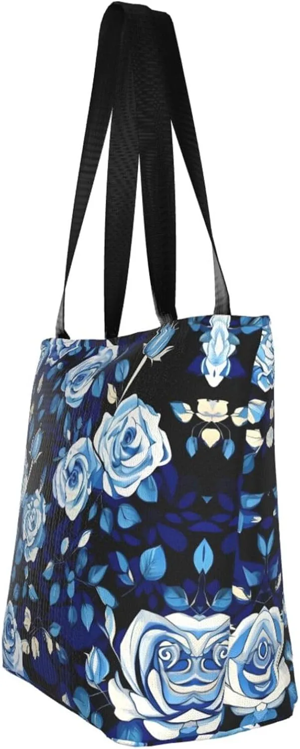 Blue Shining Stars Print Shoulder Tote Bag Women'S Large Size Handbag Casual Tote Shopping Bag For Women