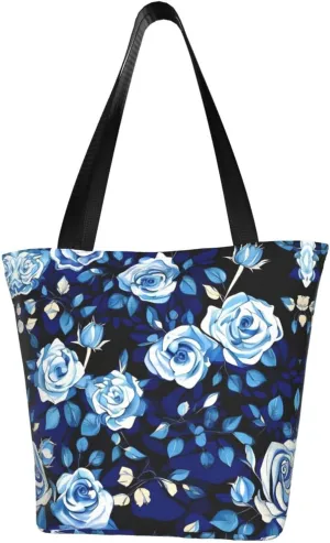 Blue Shining Stars Print Shoulder Tote Bag Women'S Large Size Handbag Casual Tote Shopping Bag For Women
