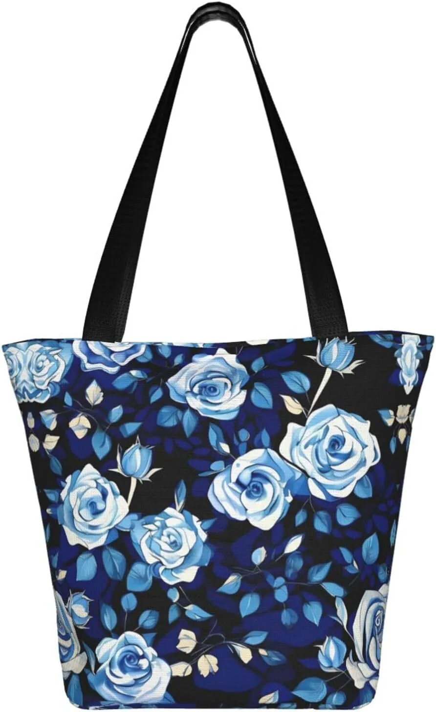 Blue Shining Stars Print Shoulder Tote Bag Women'S Large Size Handbag Casual Tote Shopping Bag For Women