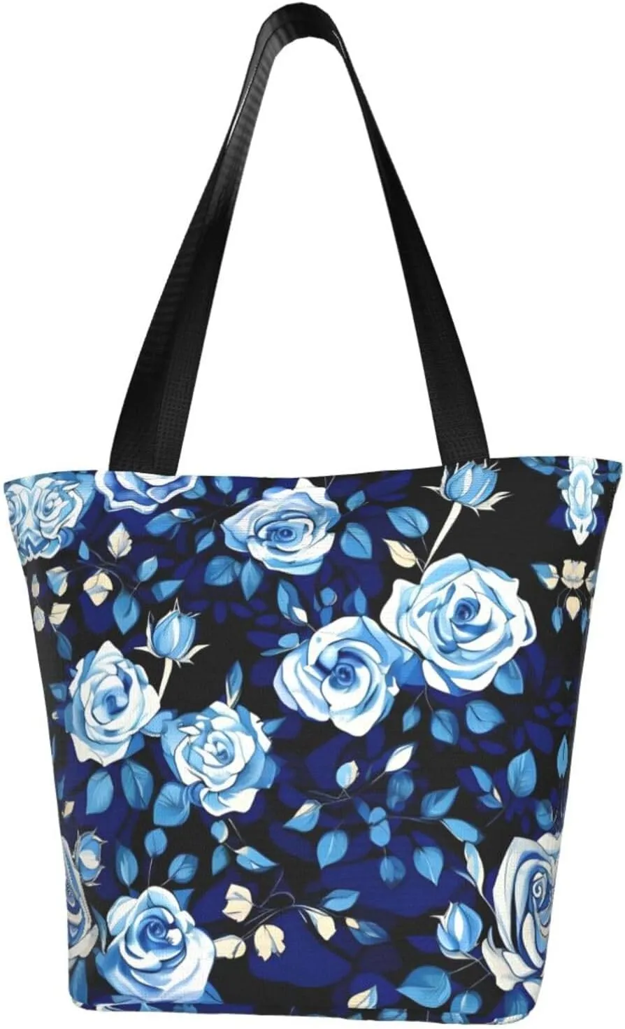 Blue Shining Stars Print Shoulder Tote Bag Women'S Large Size Handbag Casual Tote Shopping Bag For Women