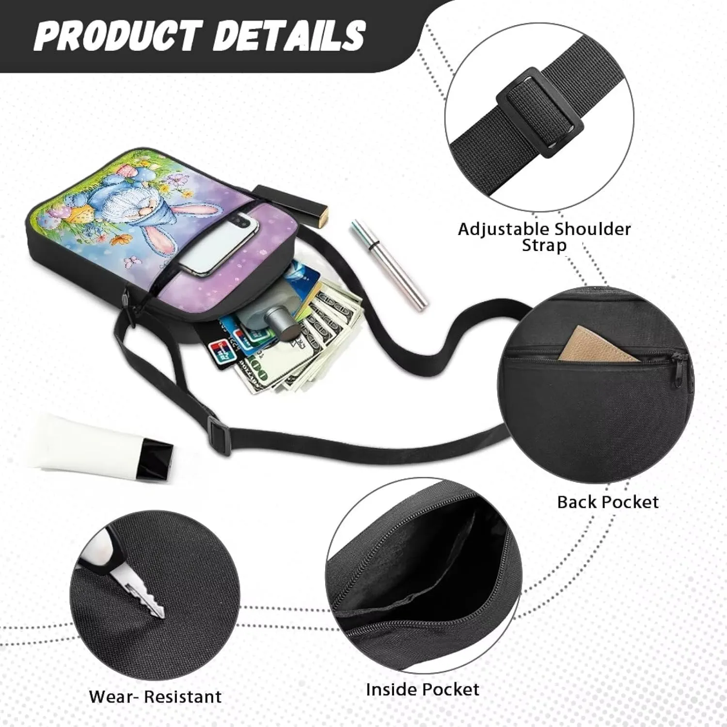 Boatee Messenger Bag Sling Wallet Small Crossbody Bag Lightweight Satchel Handbag