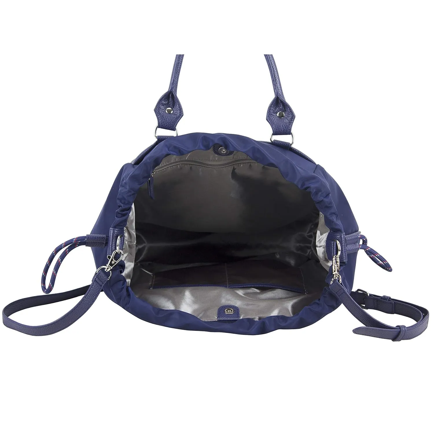BODHI Rouchette Satchel Drawstring Shoulder Purse Messenger Bag, Navy