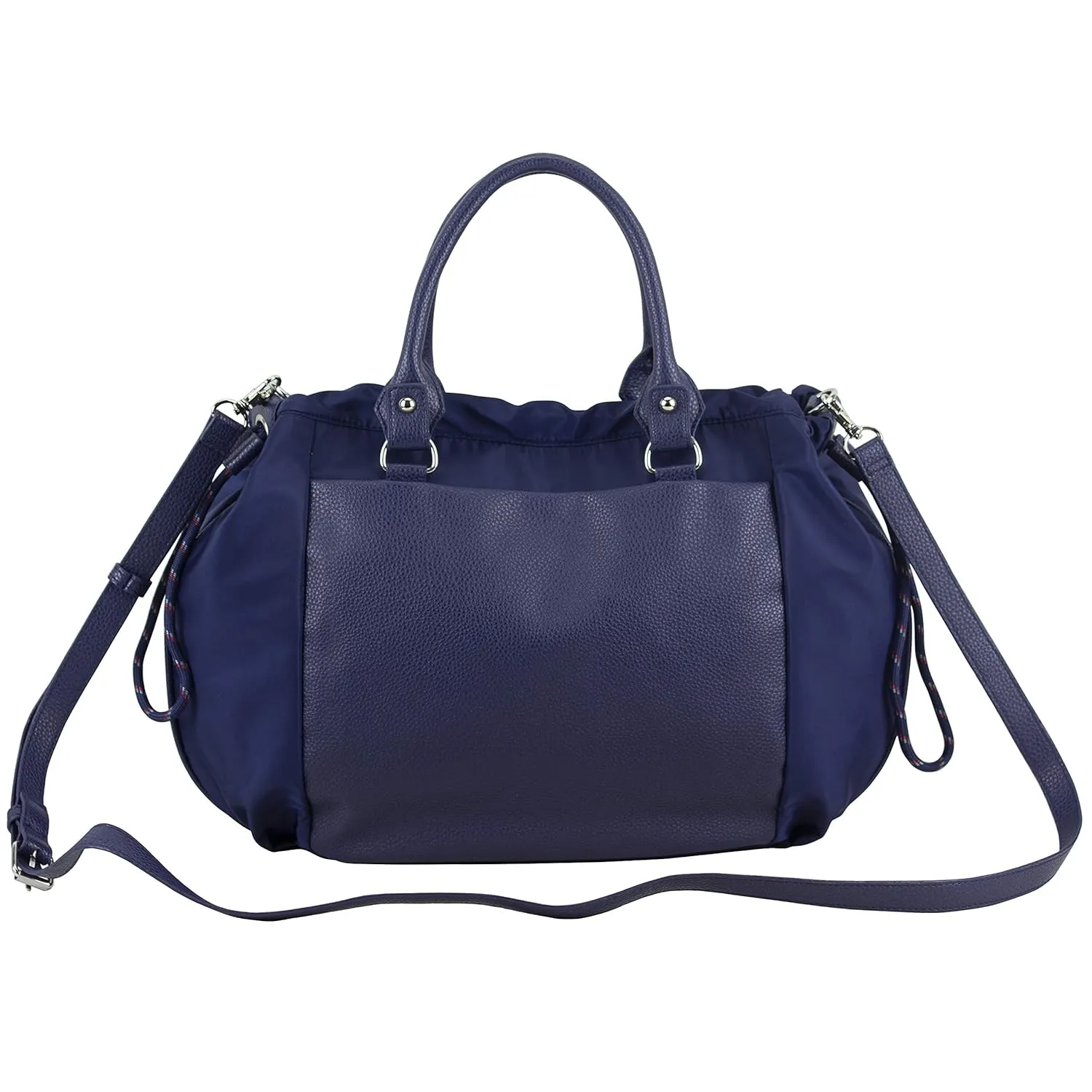 BODHI Rouchette Satchel Drawstring Shoulder Purse Messenger Bag, Navy
