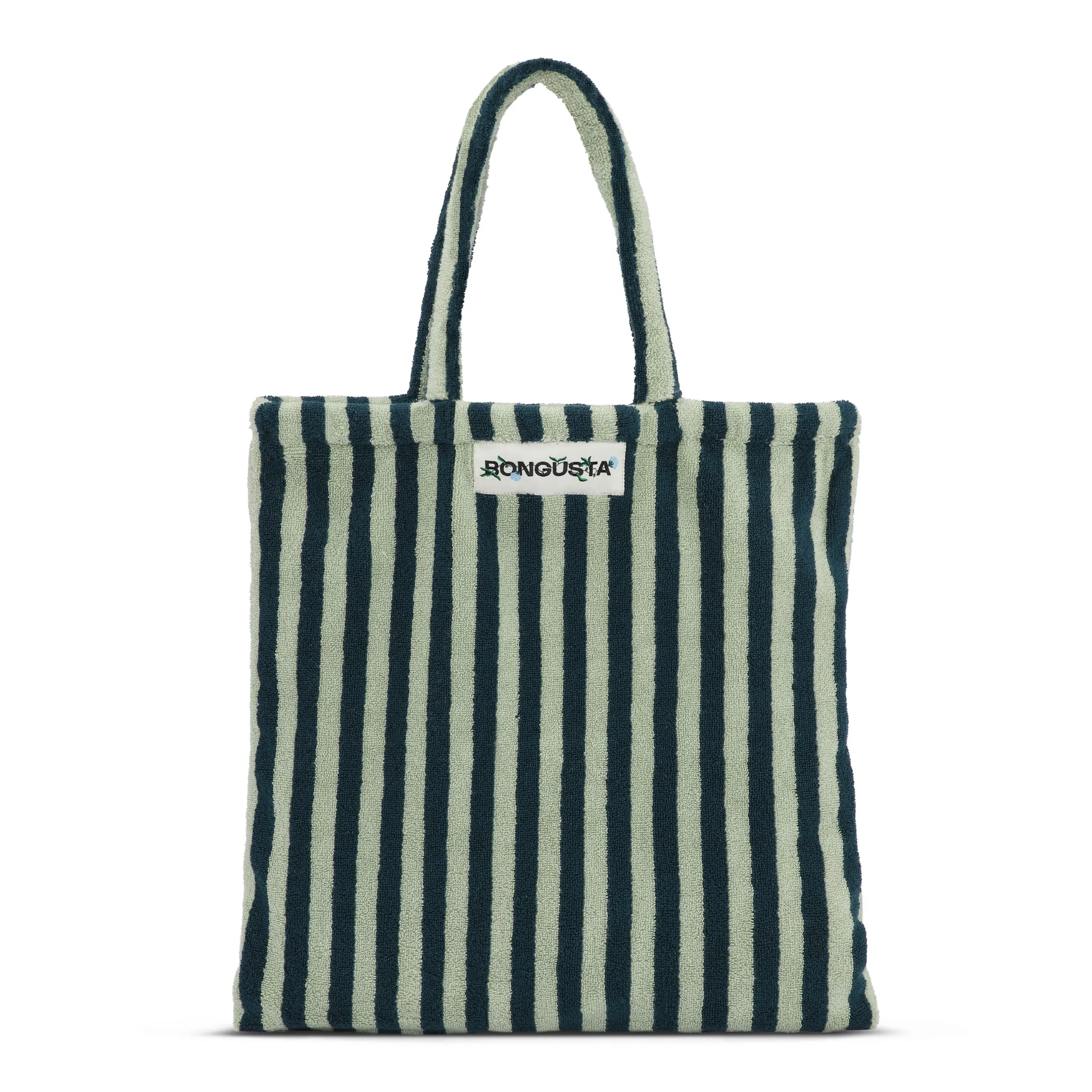 Bongusta Naram Tote Bag Sea Foam & Deep Teal Stripe