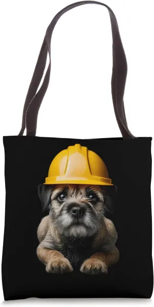 Border Terrier Dog Yellow Hard Hat Construction Worker Crew Tote Bag