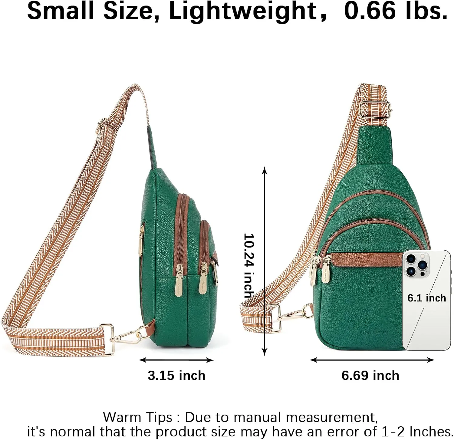 BOSTANTEN Small Sling Bag for Women Leather Crossbody Bags Fanny Pack Chest Bag for Travel