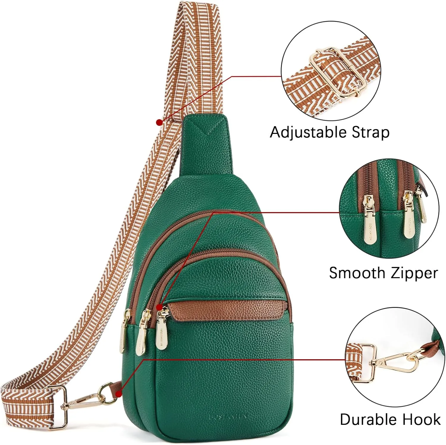 BOSTANTEN Small Sling Bag for Women Leather Crossbody Bags Fanny Pack Chest Bag for Travel