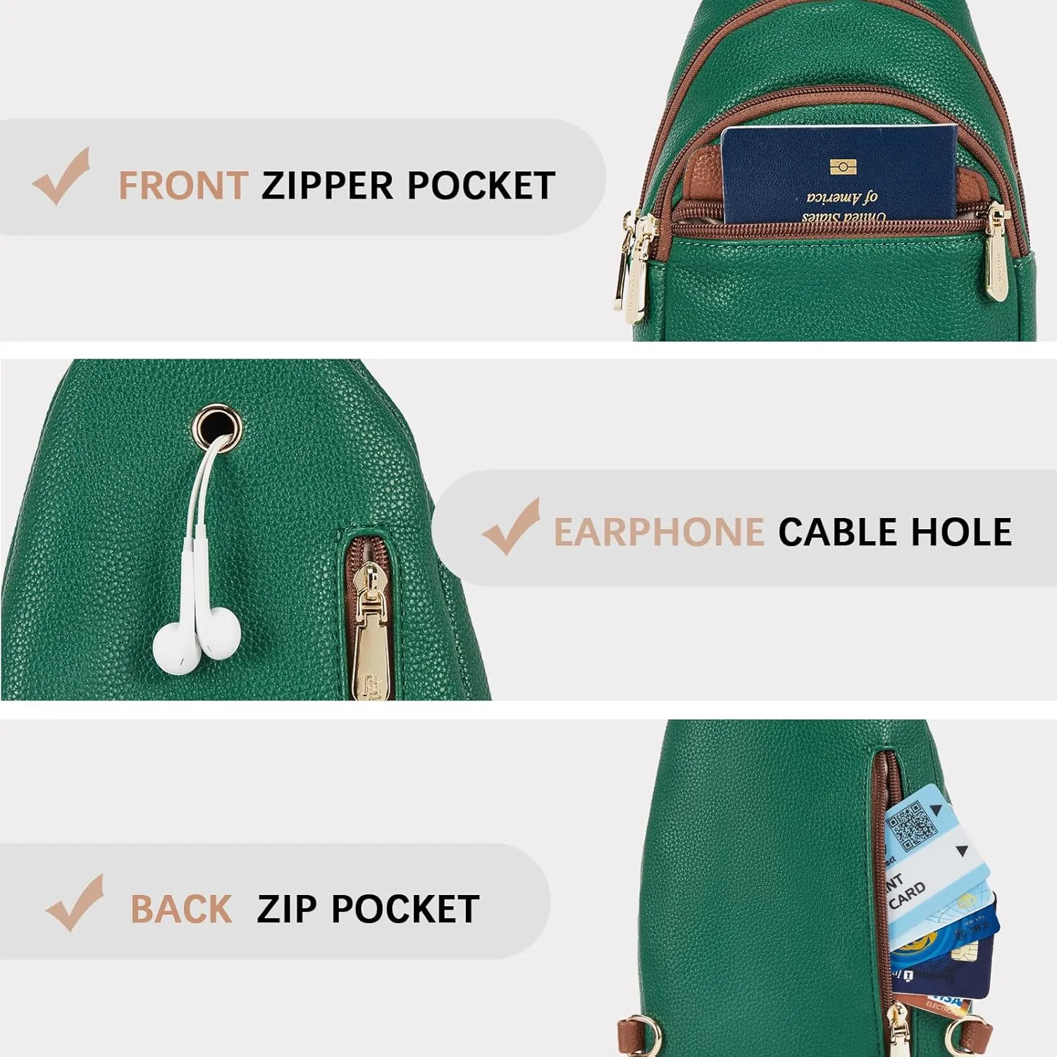 BOSTANTEN Small Sling Bag for Women Leather Crossbody Bags Fanny Pack Chest Bag for Travel
