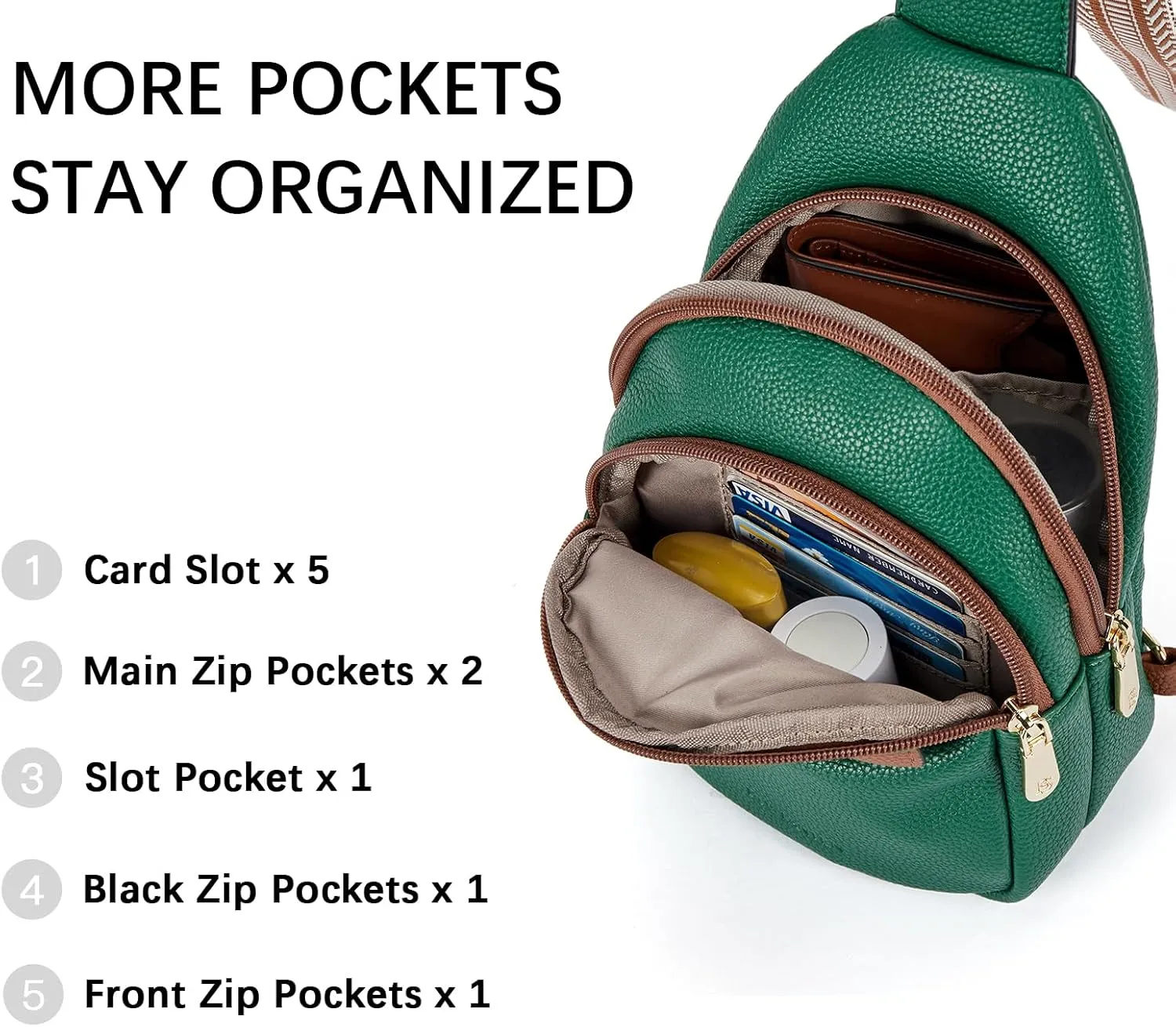BOSTANTEN Small Sling Bag for Women Leather Crossbody Bags Fanny Pack Chest Bag for Travel