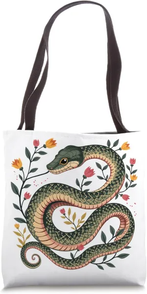 Botanical Serpent – Elegant Nature Reptile Design Tote Bag