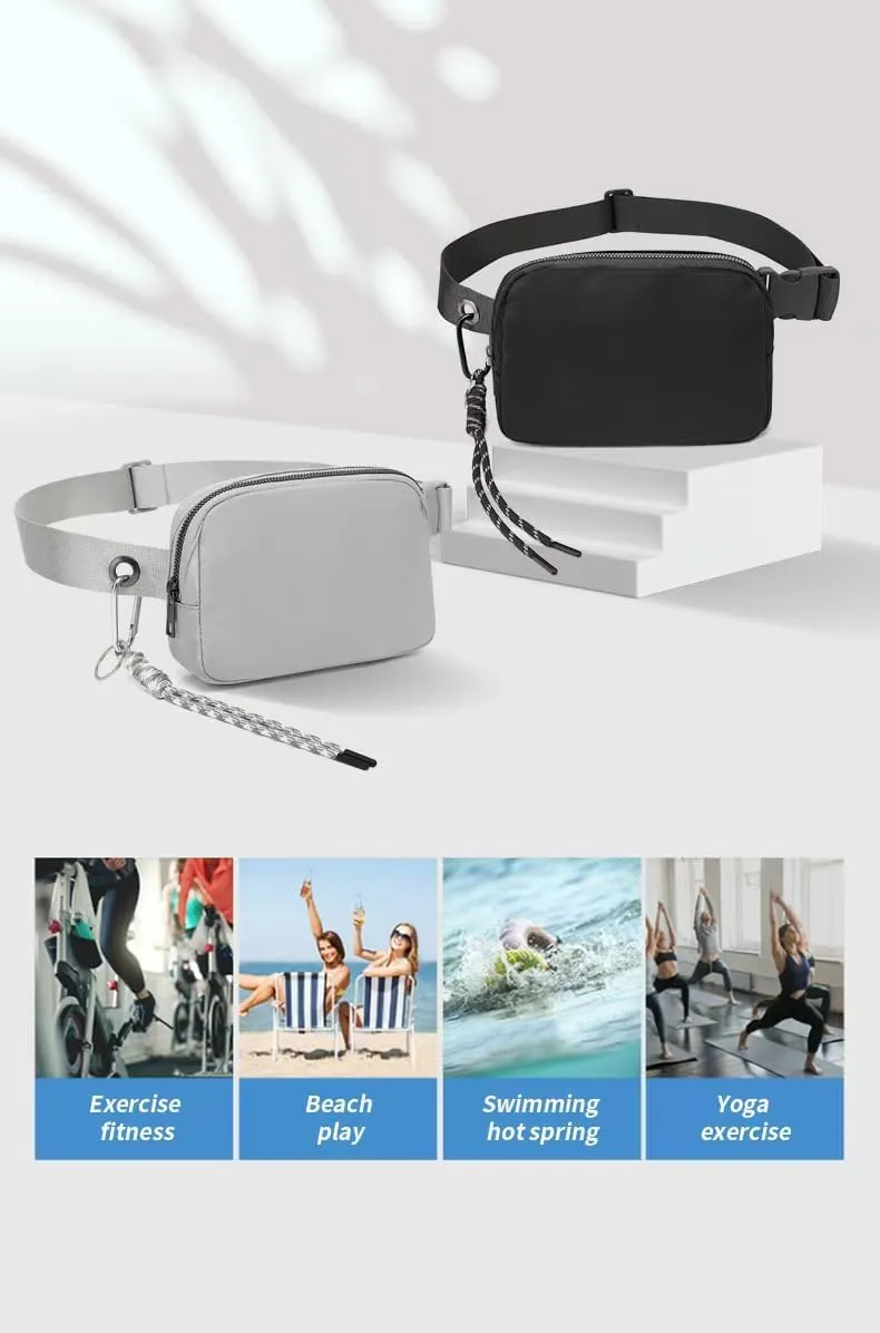 Bovagu Crossbody, Fashion Waist Bag, 57-102CM Long Strap Crossbody Bag, Plus Size Women/Men Waist Pack With Adjustable Strap For Sports. (Blue Double zipper)