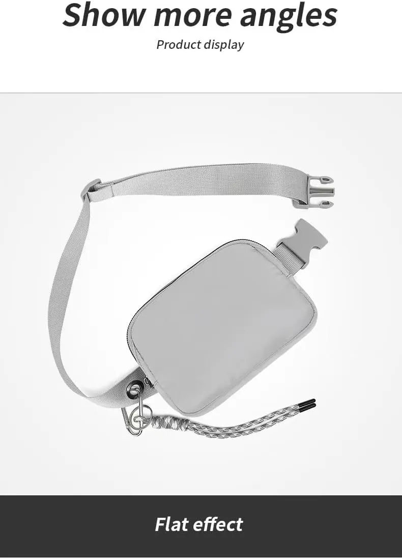 Bovagu Crossbody, Fashion Waist Bag, 57-102CM Long Strap Crossbody Bag, Plus Size Women/Men Waist Pack With Adjustable Strap For Sports. (Blue Double zipper)