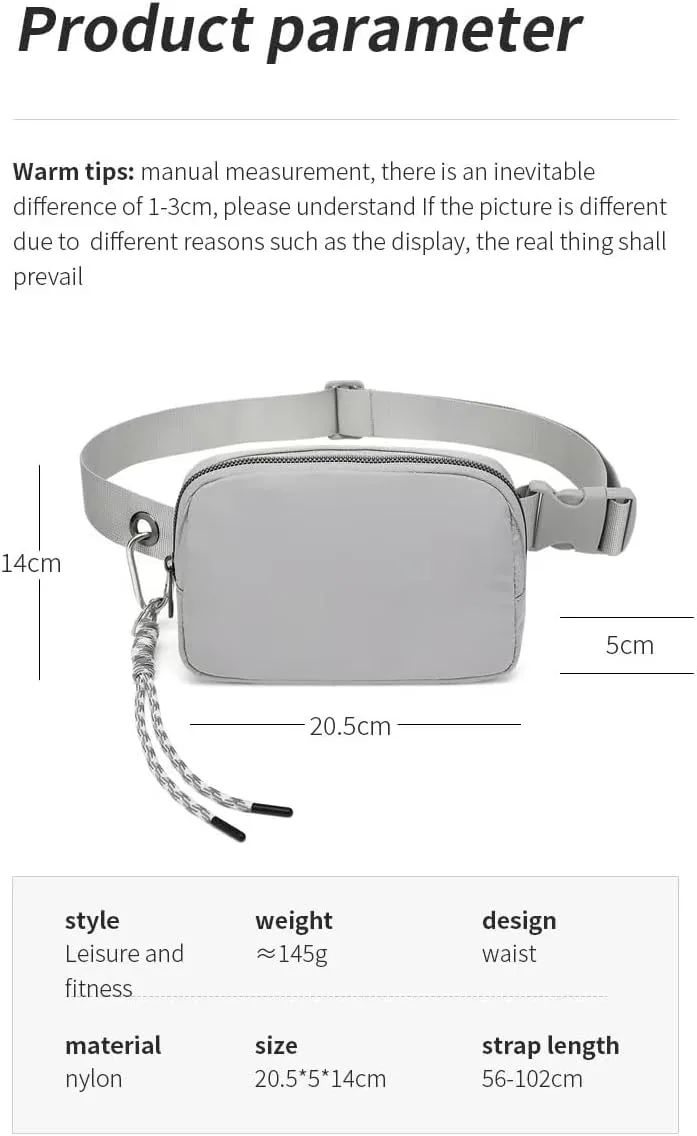 Bovagu Crossbody, Fashion Waist Bag, 57-102CM Long Strap Crossbody Bag, Plus Size Women/Men Waist Pack With Adjustable Strap For Sports. (Blue Double zipper)