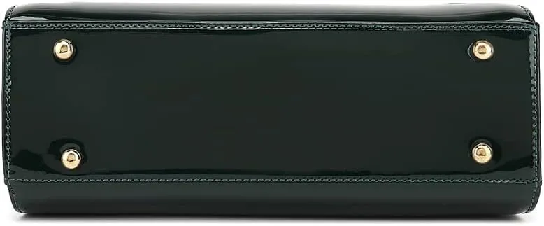 BOW FRAME SATCHEL WITH DETACHABLE SHOULDER STRAP PATENT LEATHER