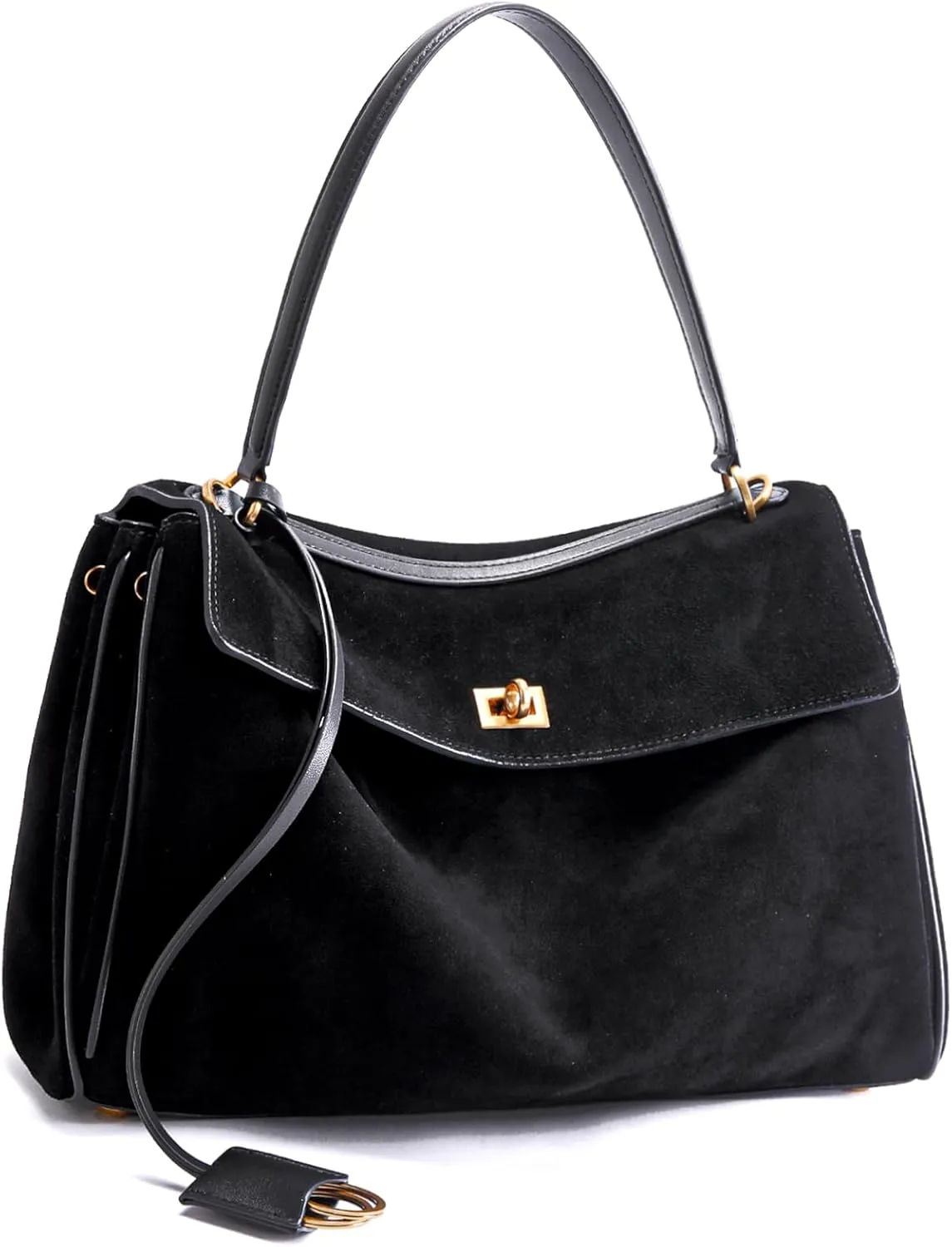 BOYATU Leather Suede Tote Bag for Women: Genuine Leather Shoulder Handbag - Large Suede Purse Satchel Bag