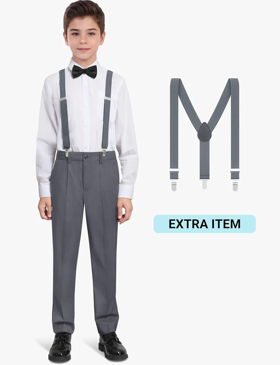 Boys' Formal Suit Set, with Suspenders, Adjustable Waist