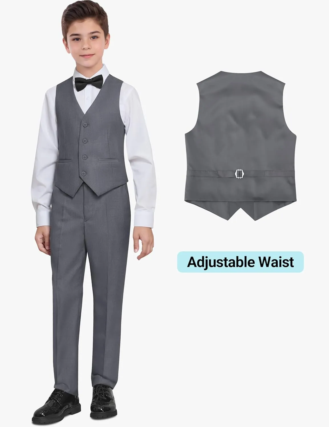 Boys' Formal Suit Set, with Suspenders, Adjustable Waist