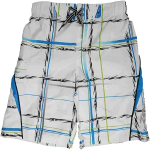 Boys White Plaid Cargo Swim Trunks Board Shorts 7