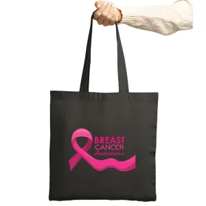 Breast Cancer Awareness Gift for SurvivorsPink Ribbon Motivational Uplifting Navy Black Multicolor Canvas Tote Bag