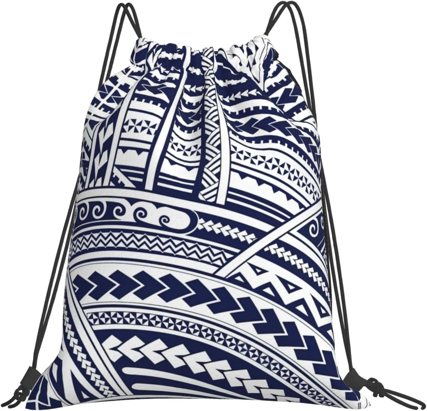 BREAUX Blue Polynesian Maori Tribal Pattern print Leisure drawstring backpack, fitness bag, foldable fit for sports travel and daily use