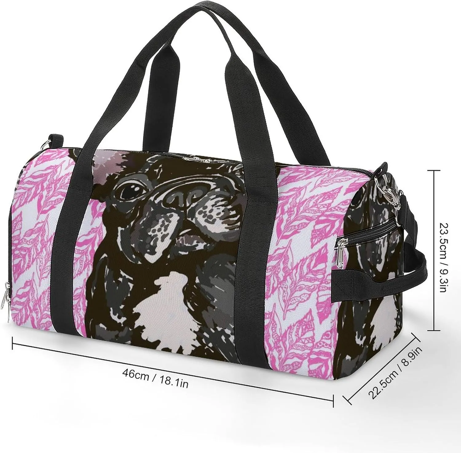 Breed French Bulldog Pattern Water Resistant Gym Bag with Shoe Compartment, Travel Duffel Tote Bag Weekender Overnight Bag for Women Men