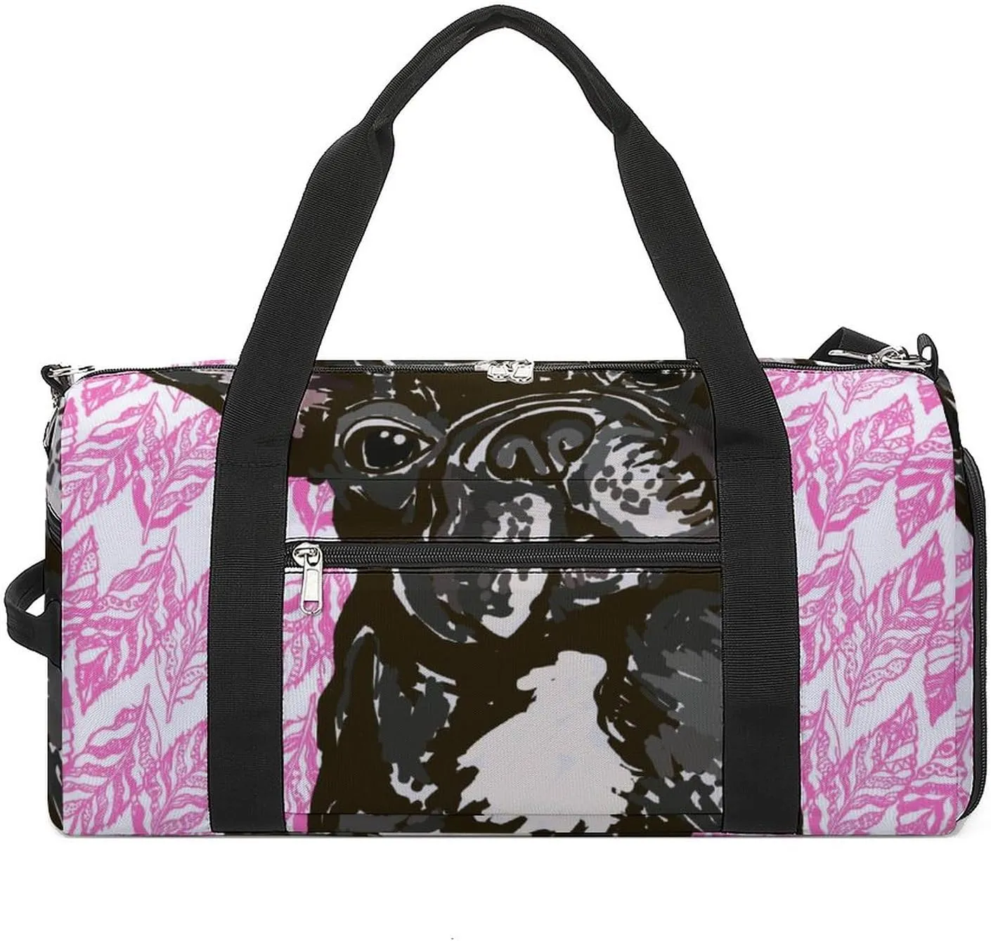 Breed French Bulldog Pattern Water Resistant Gym Bag with Shoe Compartment, Travel Duffel Tote Bag Weekender Overnight Bag for Women Men