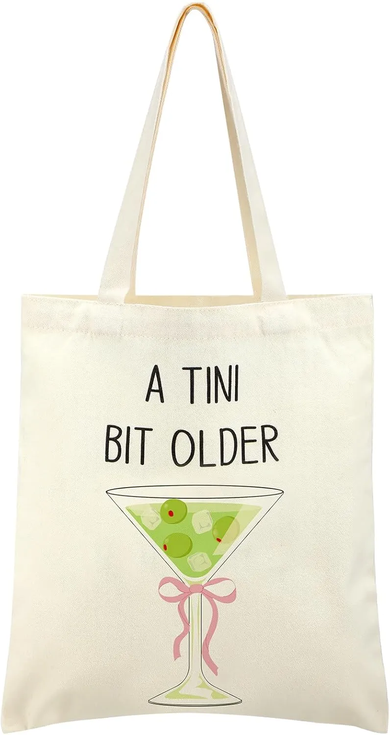 Breling Dirty Martini Gift Tote Bag Cocktail Espresso Martini Gift Lover Social Club A Tini Bit Older Birthday Handbag Beach Bag for Cocktail Drinker Lover Party Decorations