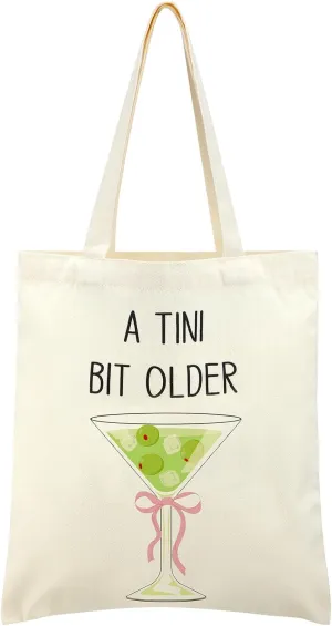 Breling Dirty Martini Gift Tote Bag Cocktail Espresso Martini Gift Lover Social Club A Tini Bit Older Birthday Handbag Beach Bag for Cocktail Drinker Lover Party Decorations