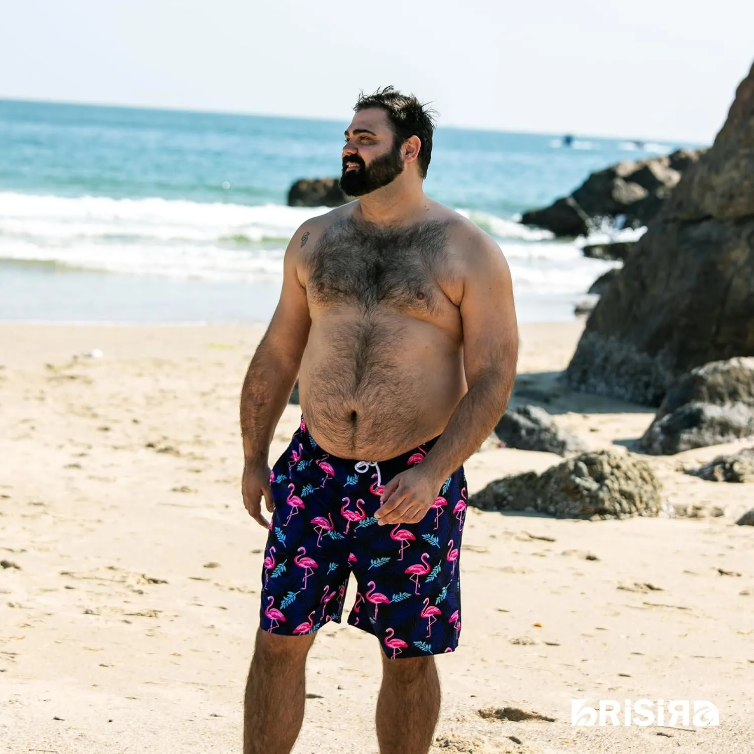 BRISIRA Big and Tall Mens Swim Trunks with Compression Liner Swimsuit Bathing Suit Swim Shorts Board Shorts Quick Dry 1X-6X