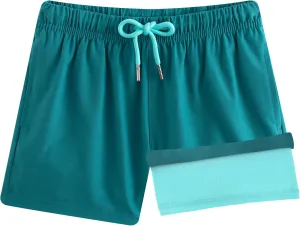 BRISIRA Boys Swim Trunks Bathing Suit Compression Boxer Brief Liner Anti-Chafe Swimsuit Swim Shorts Toddler Kids Youth Teen