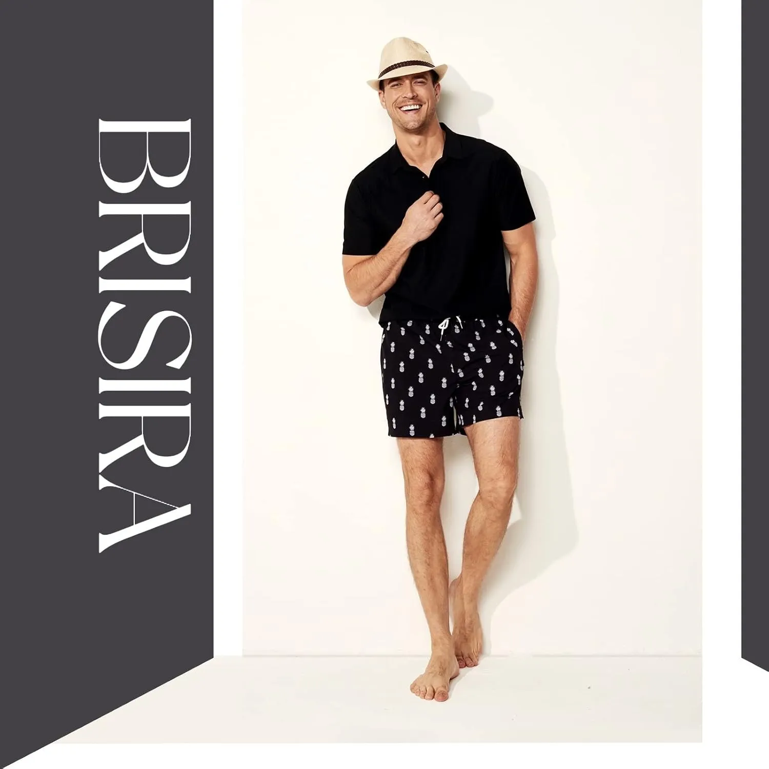 BRISIRA Mens Swim Trunks Bathing Suit 5 Inch Inseam Compression Liner Beach Swim Shorts Swimwear Quick Dry Zipper Pocket