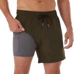 BRISIRA Mens Swim Trunks Bathing Suit 5 Inch Inseam Compression Liner Beach Swim Shorts Swimwear Quick Dry Zipper Pocket