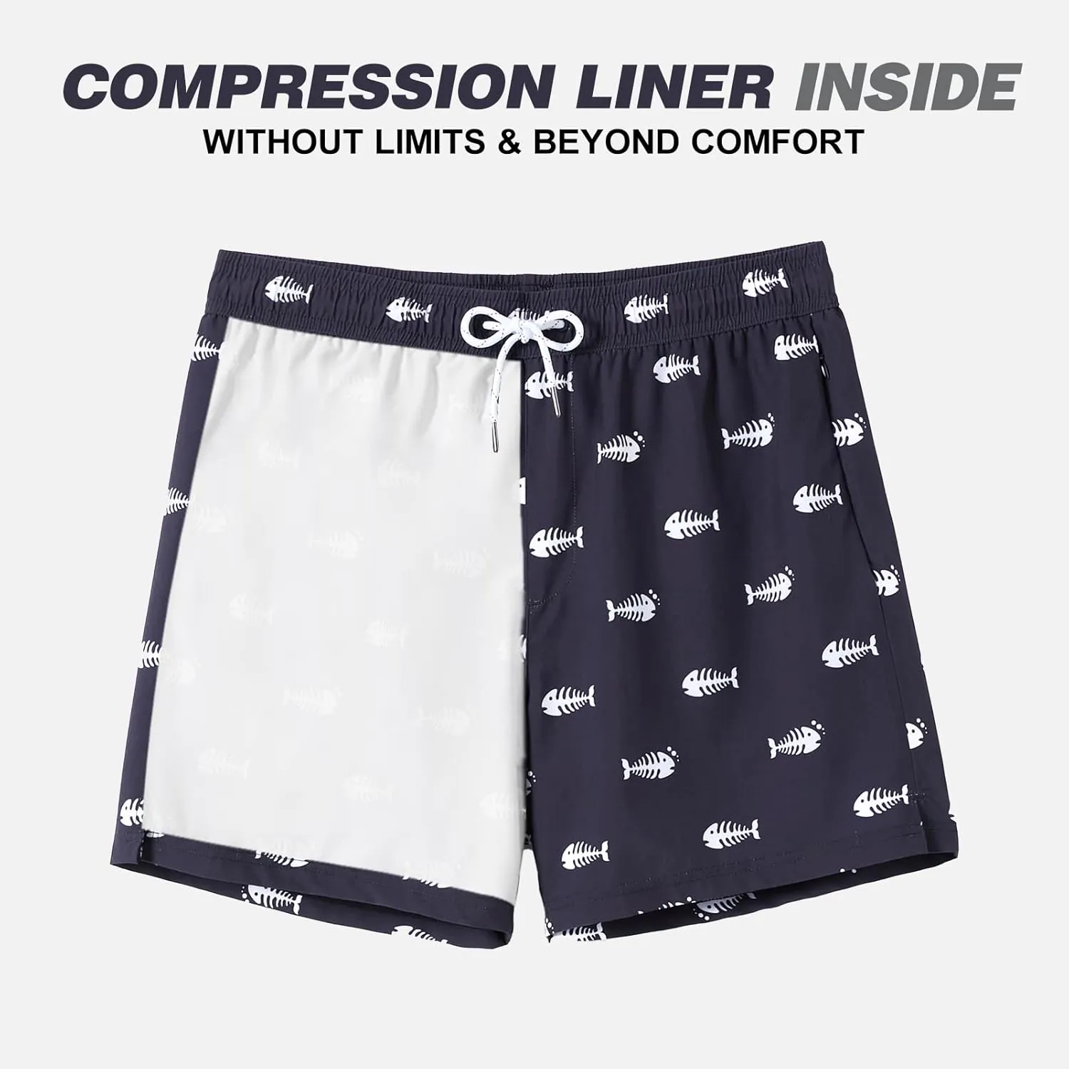 BRISIRA Mens Swim Trunks Bathing Suit 5 Inch Inseam Compression Liner Beach Swim Shorts Swimwear Quick Dry Zipper Pocket