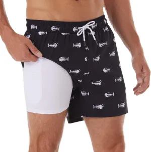 BRISIRA Mens Swim Trunks Bathing Suit 5 Inch Inseam Compression Liner Beach Swim Shorts Swimwear Quick Dry Zipper Pocket