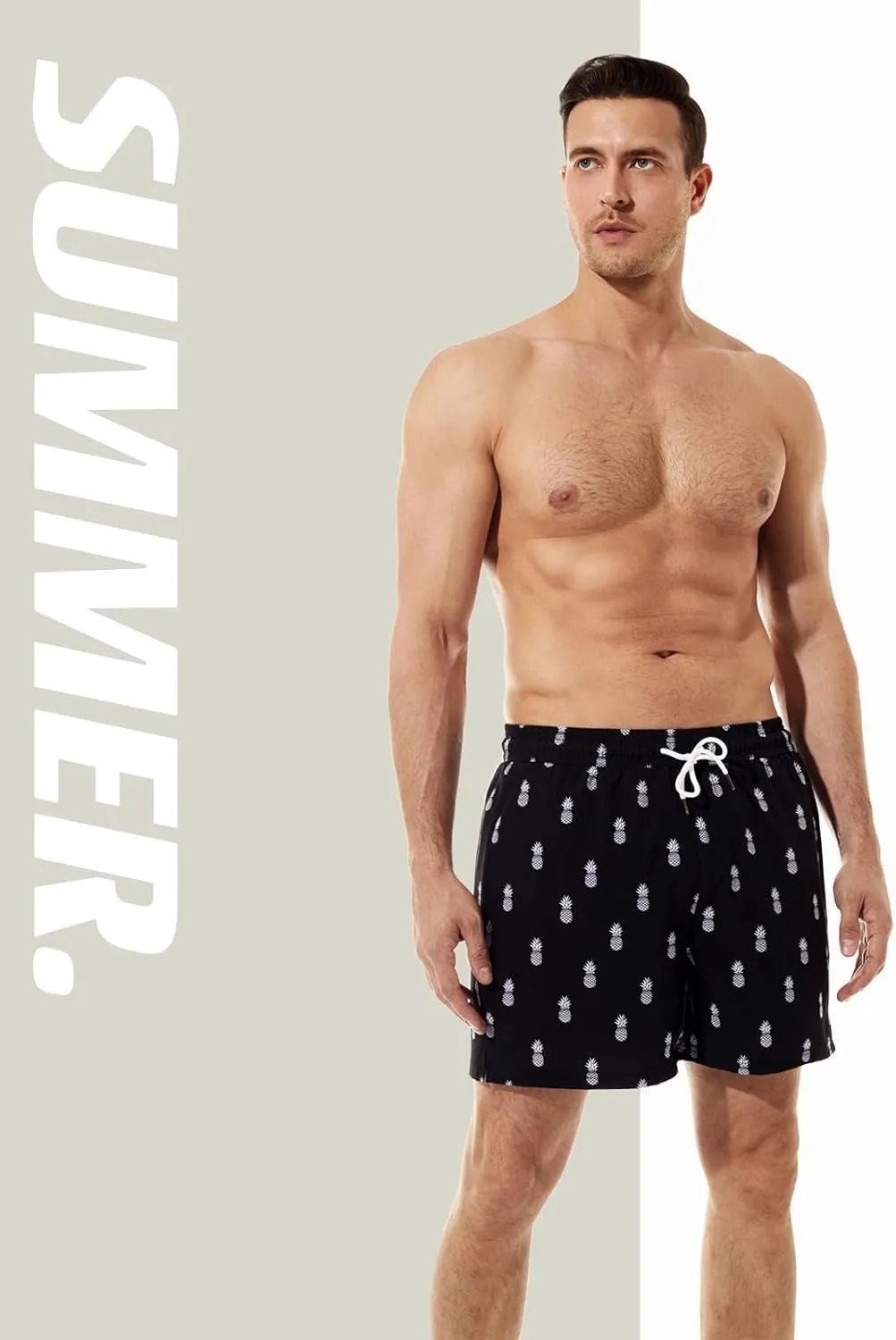 BRISIRA Mens Swim Trunks Bathing Suit 5 Inch Inseam Compression Liner Beach Swim Shorts Swimwear Quick Dry Zipper Pocket