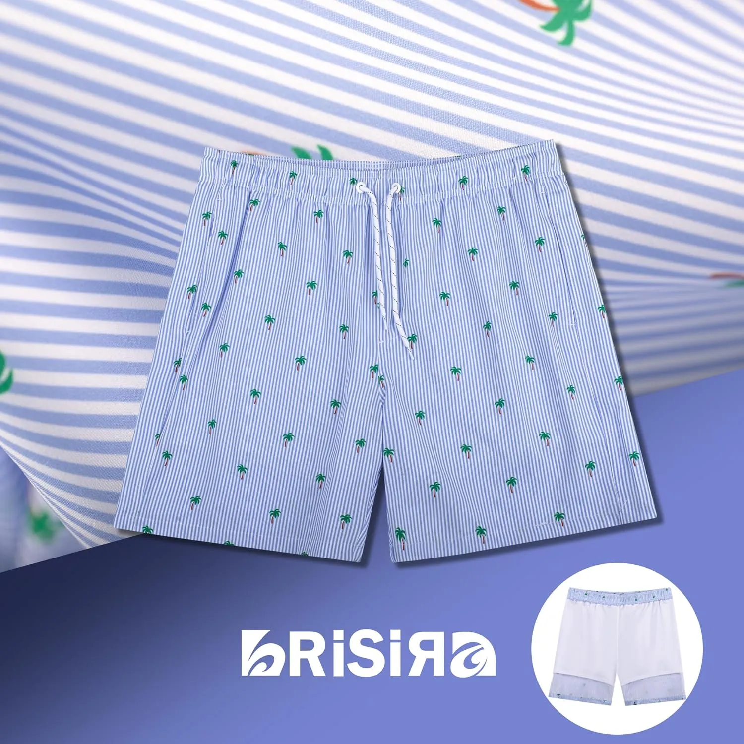 BRISIRA Mens Swim Trunks Swim Shorts 7 inch Compression Liner Bathing Suit Beach Shorts Swimwear Stretch Quick Dry Pockets