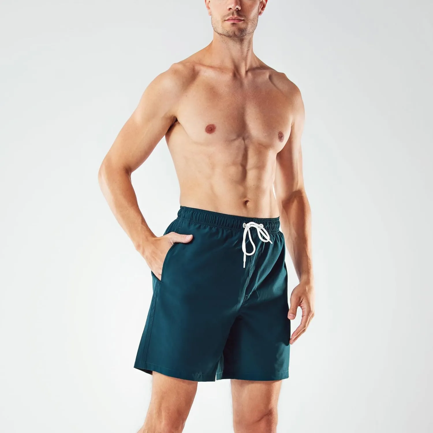 BRISIRA Mens Swim Trunks Swim Shorts 7 inch Compression Liner Bathing Suit Beach Shorts Swimwear Stretch Quick Dry Pockets