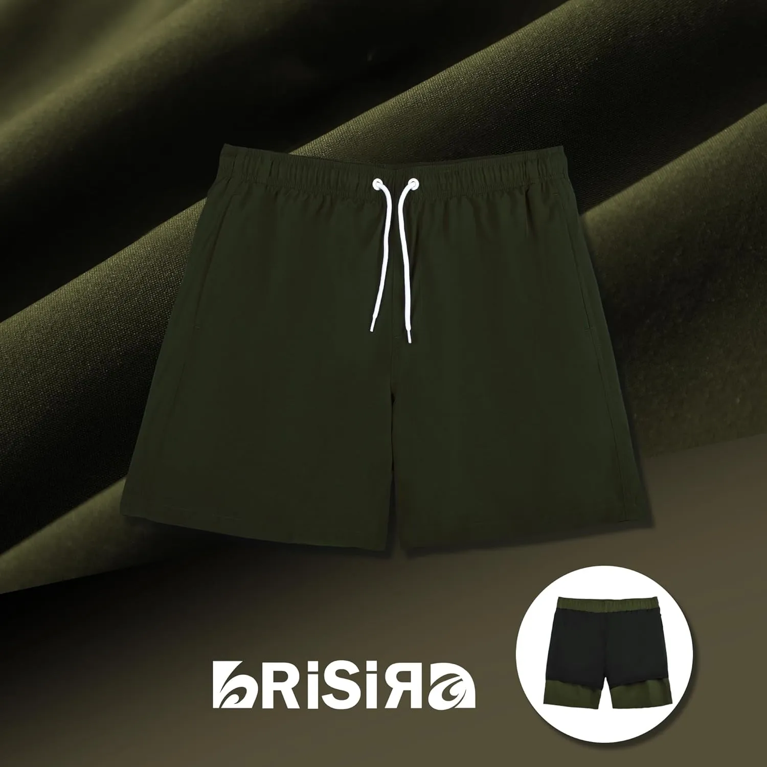 BRISIRA Mens Swim Trunks Swim Shorts 7 inch Compression Liner Bathing Suit Beach Shorts Swimwear Stretch Quick Dry Pockets