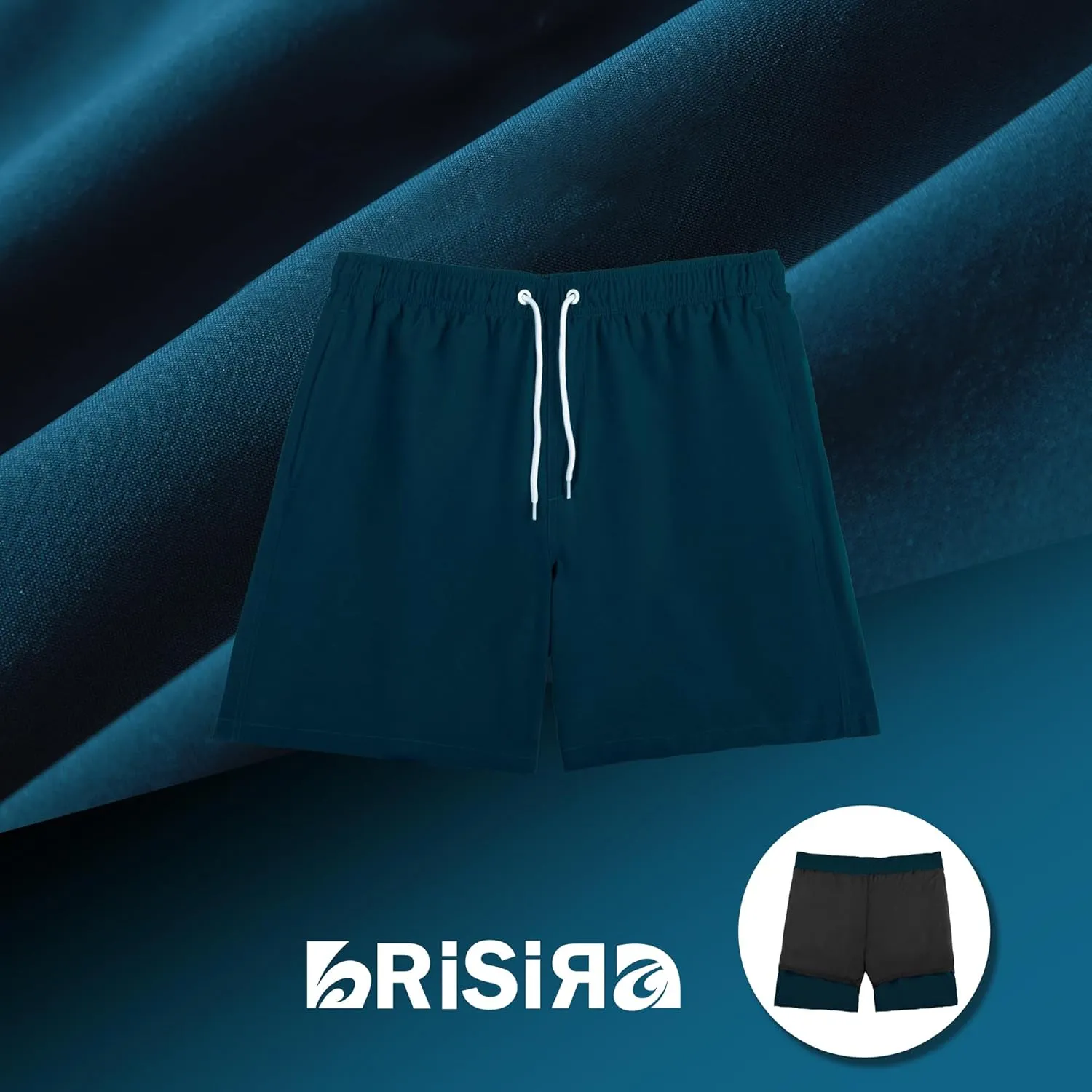 BRISIRA Mens Swim Trunks Swim Shorts 7 inch Compression Liner Bathing Suit Beach Shorts Swimwear Stretch Quick Dry Pockets