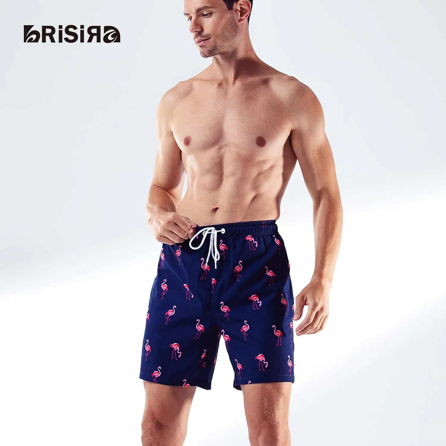 BRISIRA Mens Swim Trunks Swim Shorts 7 inch Compression Liner Bathing Suit Beach Shorts Swimwear Stretch Quick Dry Pockets