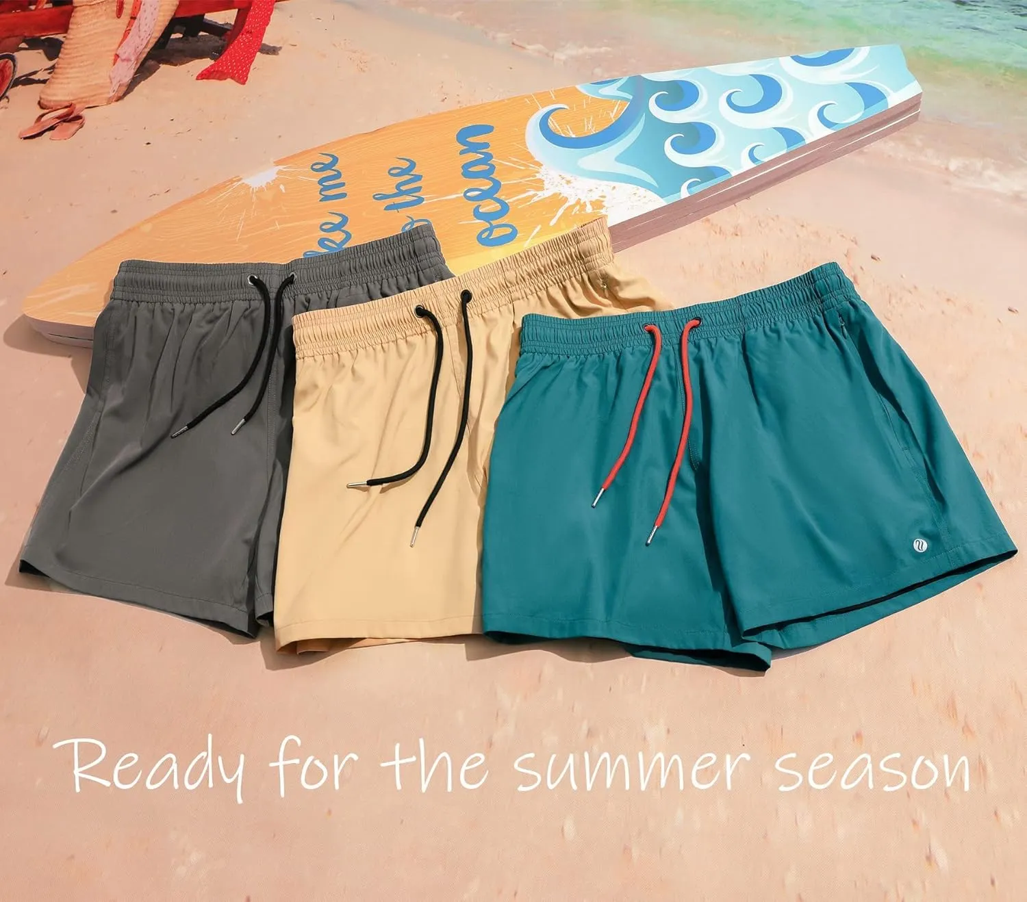 BRISIRA Mens Swim Trunks Swim Shorts Quick Dry 5 inch Inseam Beach Shorts with Compression Liner and Zipper Pocket